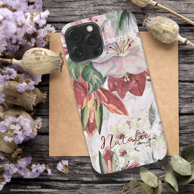 Elegantes Monogramm aus rustikalem Blumen, modern iPhone 13 Pro Max Hülle (Von Creator hochgeladen)