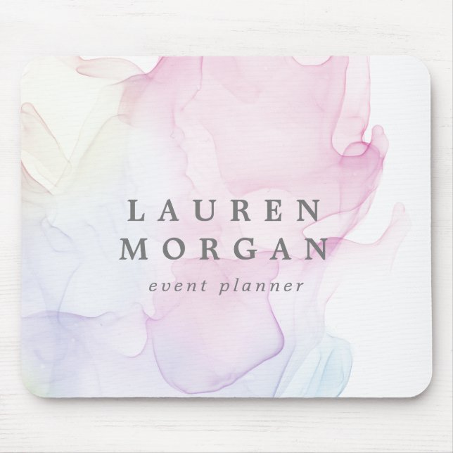 elegantes Monogramm aus transparenter Seide Mousepad (Vorne)