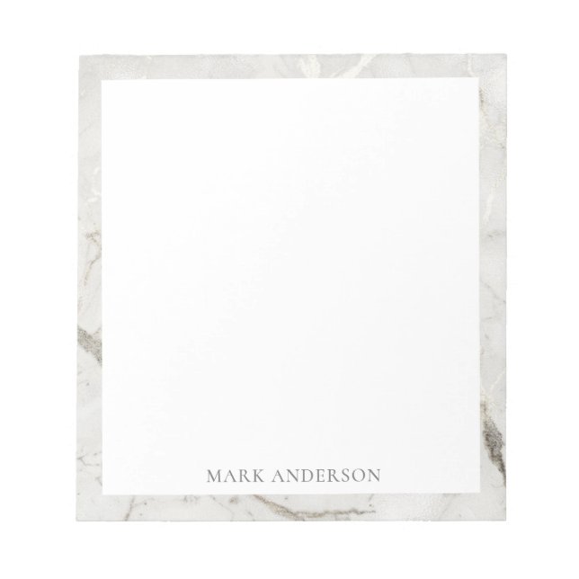 elegantes Monogramm aus weißem Marmor Notizblock (Vorderseite)