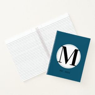 Elegantes Monogramm Blau  Notizbuch