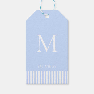 Elegantes Monogramm Blau und Weiß Geschenkanhänger
