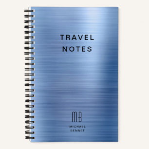 Elegantes Monogramm Blaues Reisen Notizbuch