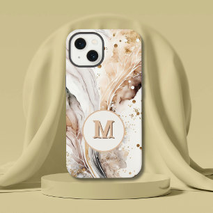 Elegantes Monogramm Braun Gold Marmor Abstrakte Ge iPhone Hülle