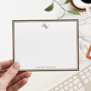 Elegantes Monogramm Braun Zwei Rahmen Mitteilungskarte