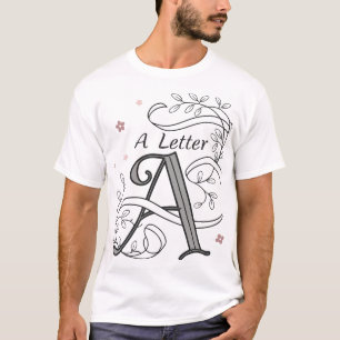 Elegantes Monogramm Buchstabe A Florale Typografie T-Shirt