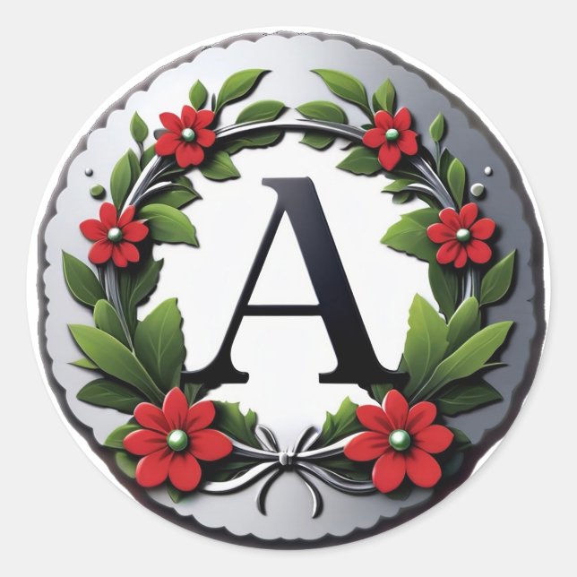 Elegantes Monogramm Buchstabe A Runder Aufkleber (Vorderseite)