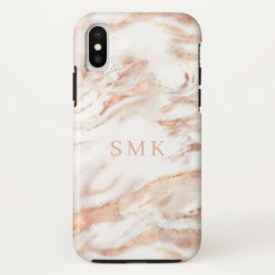 Elegantes Monogramm   Chic Kupfer Roségold Marmor Case-Mate iPhone Hülle