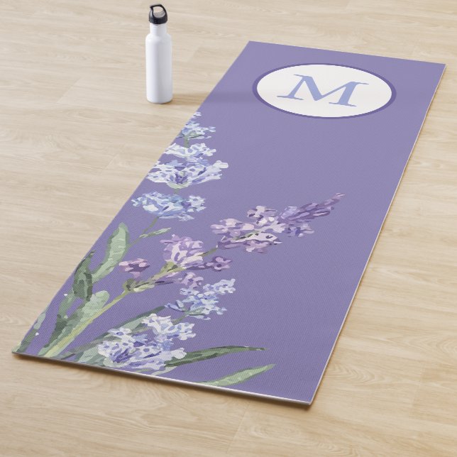 Elegantes Monogramm der Lila Lavendel-Blume Yogamatte (Beispiel)