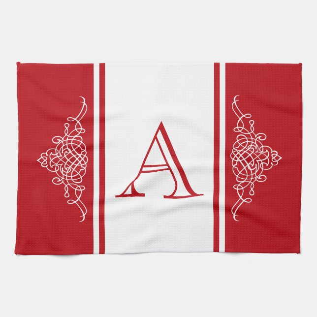Elegantes Monogramm-Design Küchentuch (Horizontal)