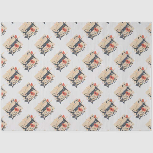 Elegantes Monogramm-Design Letter I Muster 1 Seidenpapier (Vorderseite)