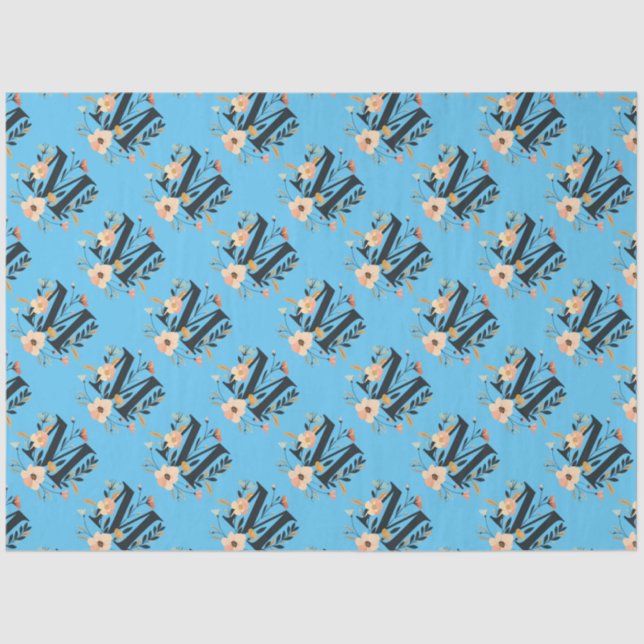 Elegantes Monogramm-Design Letter M Muster 1 Seidenpapier (Vorderseite)