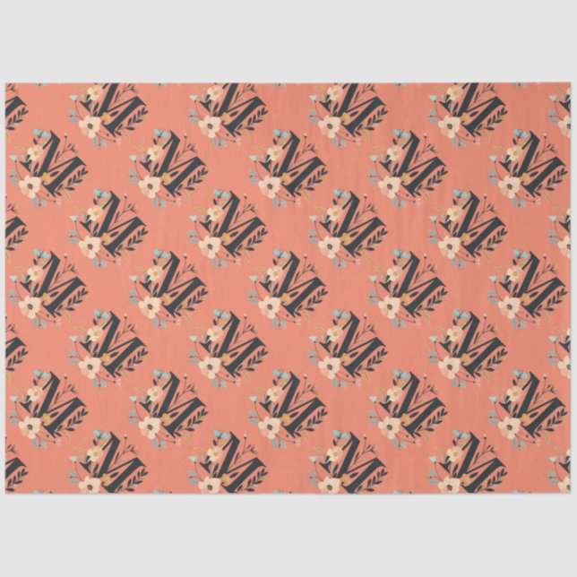 Elegantes Monogramm-Design Letter M Muster 1 Seidenpapier (Vorderseite)