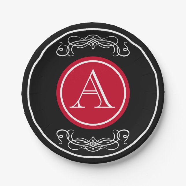 Elegantes Monogramm-Design Pappteller (Vorderseite)