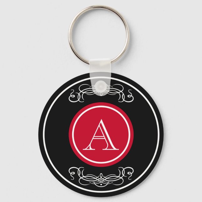 Elegantes Monogramm-Design Schlüsselanhänger (Vorderseite)