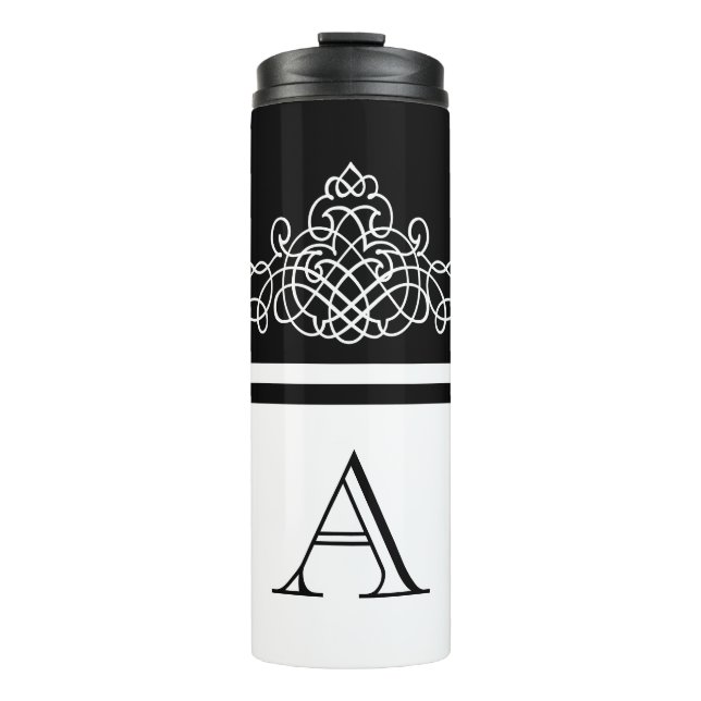 Elegantes Monogramm-Design Thermosbecher (Vorderseite)
