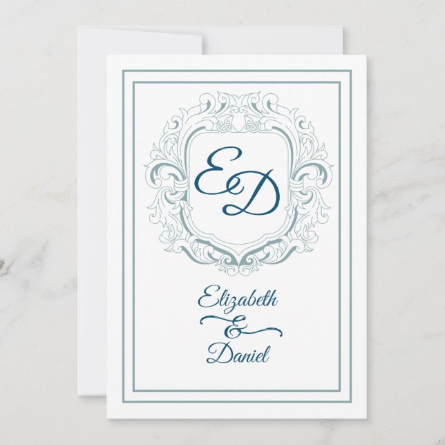 Elegantes Monogramm Einladung (Vorderseite)