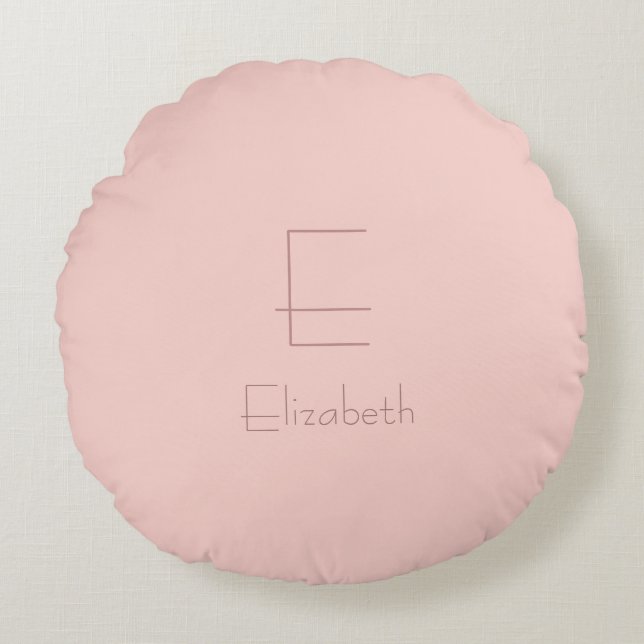 Elegantes Monogramm erröten der rosa moderne Rundes Kissen (Vorderseite)