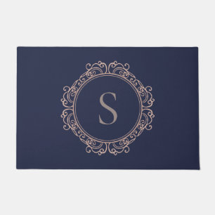 Elegantes Monogramm erröten Marine Fußmatte