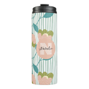 Elegantes Monogramm erste Matching Farben blau pin Thermosbecher