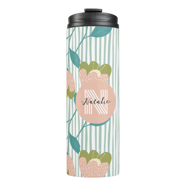 Elegantes Monogramm erste Matching Farben blau pin Thermosbecher (Vorderseite)