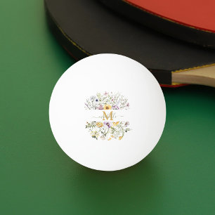 Elegantes Monogramm Farbenfroher Wildblumengarten Tischtennisball