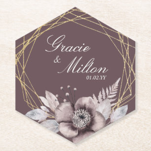 Elegantes Monogramm Florales Maivornehm-Hochzeits- Untersetzer