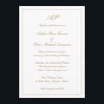 Elegantes Monogramm formales Gold in einer Hochzei Einladung<br><div class="desc">Traditioneller Stil All In One Wedding Einladung mit einem einfachen und klassischen Design mit Ihrem Monogramm an der Spitze zusammen mit Ihren Hochzeitsdetails umgeben von einer Grenze. Ihre Daten befinden sich in einem eleganten Imitat Gold-Skript und können durch Anklicken des Buttons "Anpassen" in eine beliebige Farbe geändert werden. Auf der...</div>