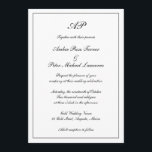 Elegantes Monogramm-Format in einer Hochzeit Einladung<br><div class="desc">Traditioneller Stil All In One Wedding Einladung mit einem einfachen Design in klassisch schwarz und weiß mit Ihrem Monogramm oben zusammen mit Ihren Hochzeitsdetails in einem eleganten Drehbuch umgeben von einer Grenze. Die Farbe kann in eine beliebige Farbe geändert werden, indem Sie auf die Schaltfläche "Anpassen" klicken. Auf der Rückseite...</div>