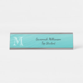Elegantes Monogramm für Aquamarine Imitate Schreibtischnamensplakette