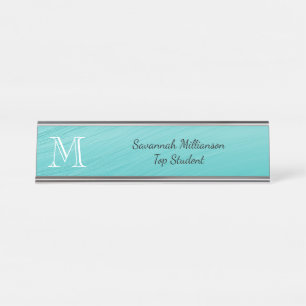 Elegantes Monogramm für Aquamarine Imitate Schreibtischnamensplakette