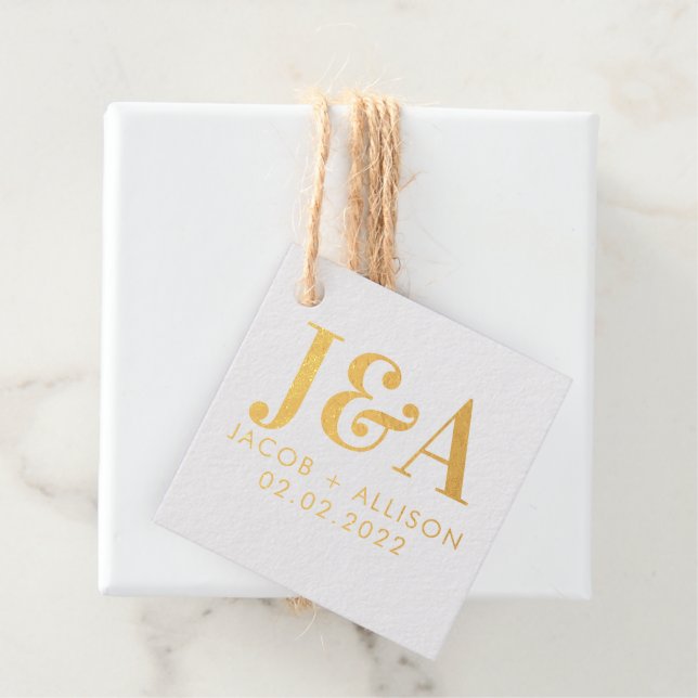 Elegantes Monogramm-Gastgeschenk Hochzeit-Brautpar Geschenkanhänger (Mit Box)