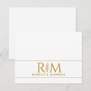 Elegantes Monogramm Gold Name Mitteilungskarte
