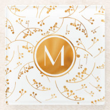 Elegantes, monogramm goldenes Beerenmuster