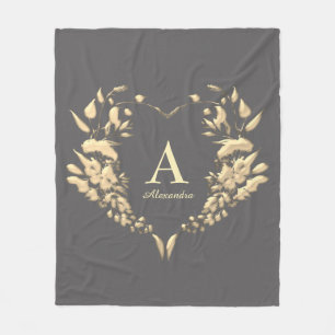 Elegantes Monogramm Grau Fleecedecke