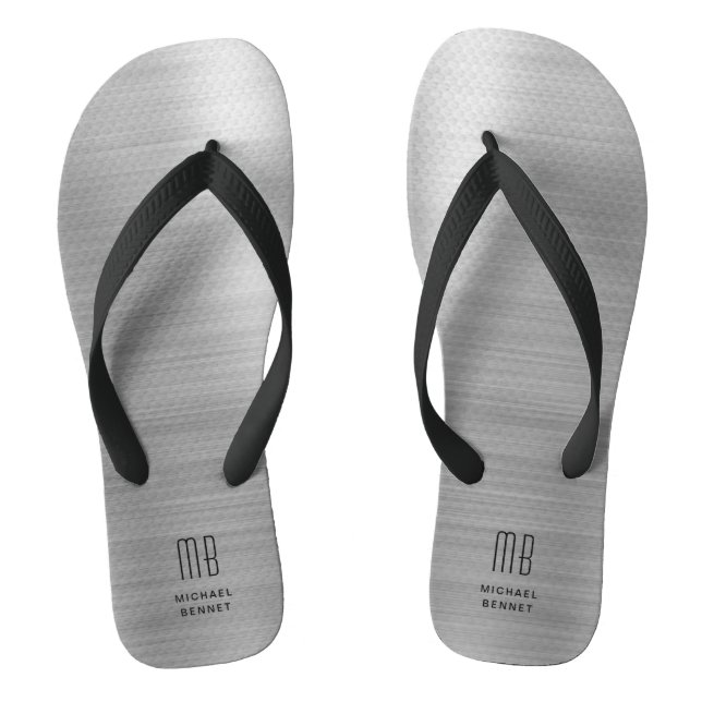 Elegantes Monogramm Grau Flip Flops (Fußbett)