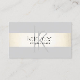 Elegantes Monogramm Gray Modern Gold gestreift Visitenkarte