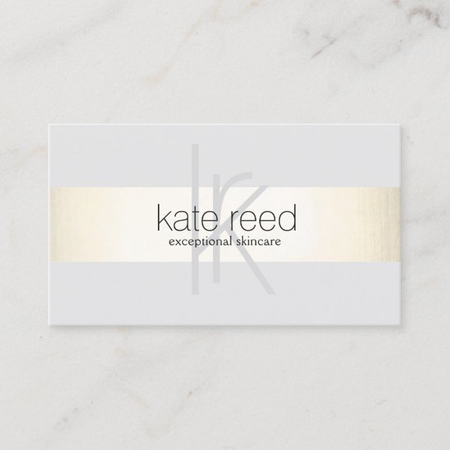 Elegantes Monogramm Gray Modern Gold gestreift Visitenkarte (Vorderseite)