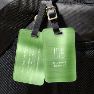 Elegantes Monogramm Grün Gepäckanhänger