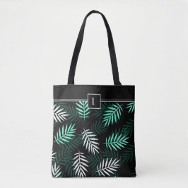 Elegantes Monogramm Grünes botanisches Muster Tasche