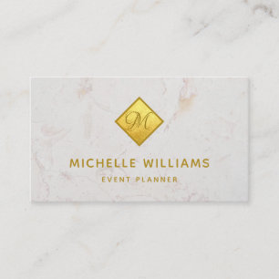 Elegantes Monogramm in Imitaten Goldfolie Weißer M Visitenkarte