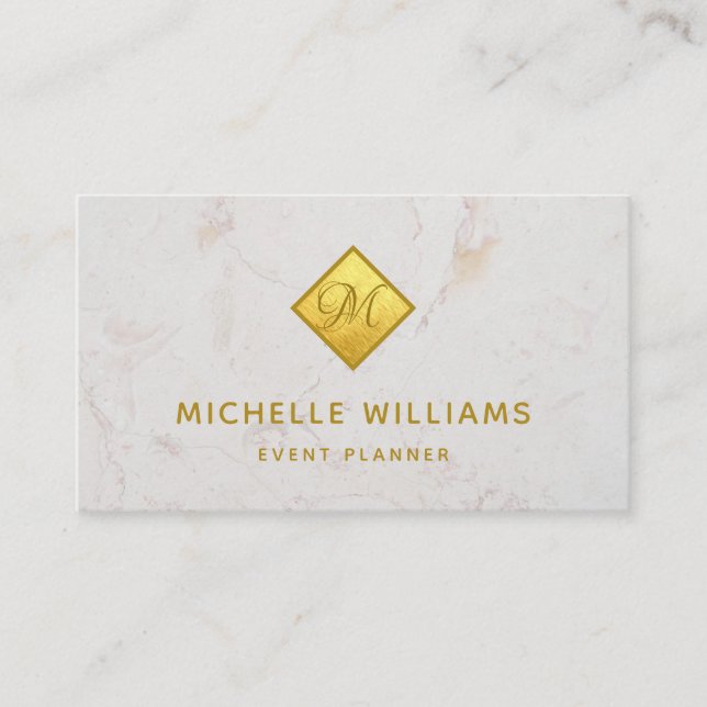 Elegantes Monogramm in Imitaten Goldfolie Weißer M Visitenkarte (Vorderseite)