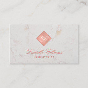 Elegantes Monogramm in Rose Gold Pink Weißer Marmo Visitenkarte