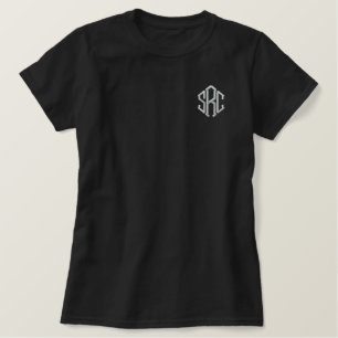 Elegantes Monogramm-Initial besticktes Shirt