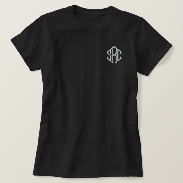 Elegantes Monogramm-Initial besticktes Shirt (Design vorne)