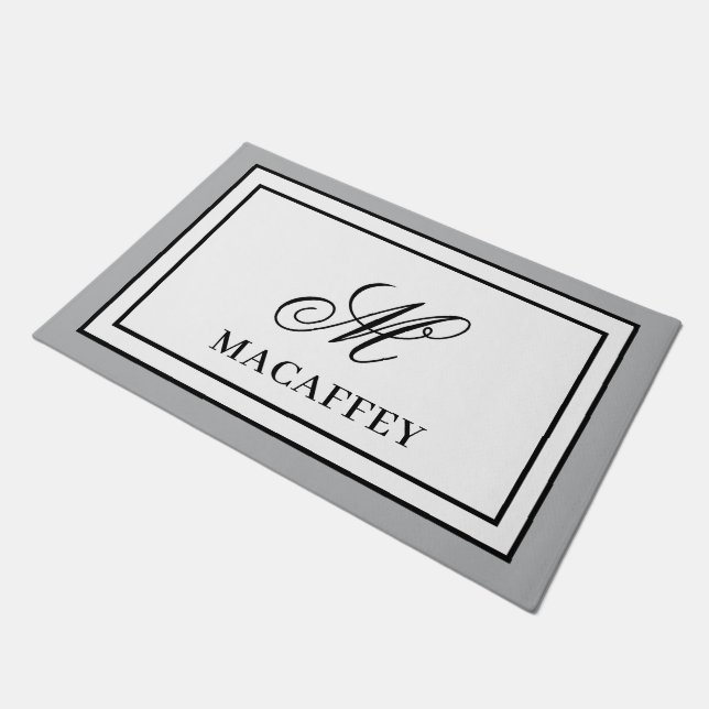 Elegantes Monogramm-Initial  Fußmatte (Schrägansicht)