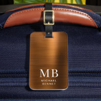 Elegantes Monogramm Kupfer braun gebürstetes Metal