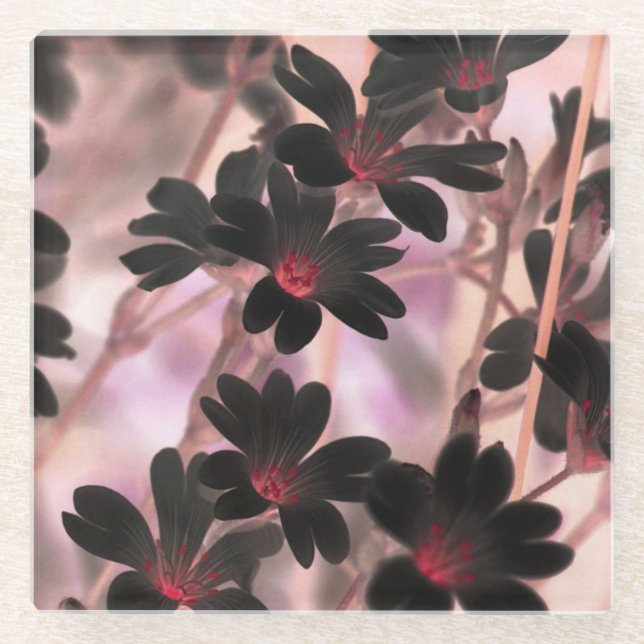 Elegantes Monogramm lila Blumen Glasuntersetzer (Vorderseite)