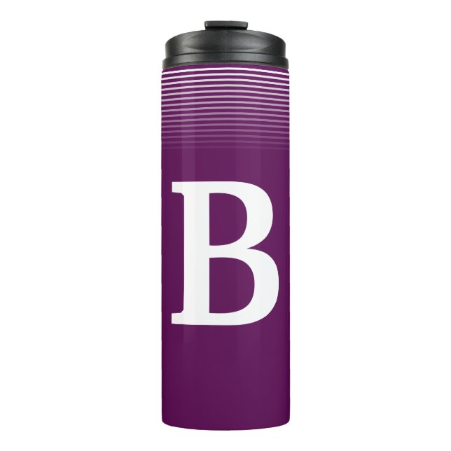 Elegantes Monogramm - Lila Thermaltumbler Thermosbecher (Vorderseite)