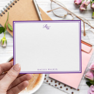 Elegantes Monogramm Lila Zwei Rahmen Mitteilungskarte