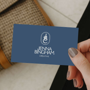 Elegantes Monogramm-Logo in Blau/Elfenbein Visitenkarte